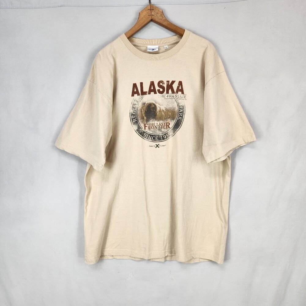 Celebrity Cruises Alaska Souvenir T Shirt Mens XXL Tan The Last Frontier Bear